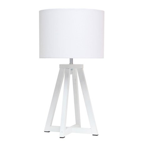 LIGHTING BUSINESS Interlocked Triangular White Wood Table Lamp with White Fabric Shade LI2519920